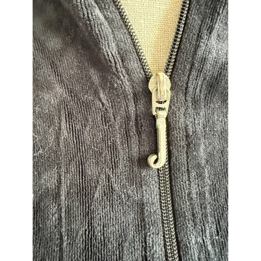 Juicy‎ Couture Girls Black Velour Zip Up Track Jacket Mock Neck Size 14 Vintage